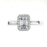 KAYLA - Emerald Cut Engagement Ring with Diamond Halo in Platinum - HEERA DIAMONDS