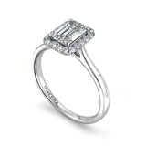 KAYLA - Emerald Cut Engagement Ring with Diamond Halo in Platinum - HEERA DIAMONDS