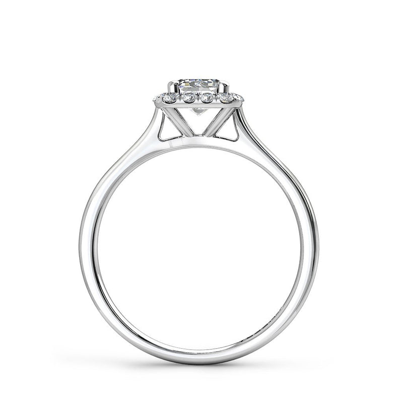 KAYLA - Emerald Cut Engagement Ring with Diamond Halo in Platinum - HEERA DIAMONDS