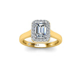 CHRISTINA - Emerald Cut Engagement Ring with Diamond Halo in Yellow Gold - HEERA DIAMONDS