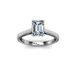 DOJA - Emerald Cut Solitaire Engagement Ring in Platinum - HEERA DIAMONDS