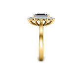 FLORA - Emerald Diamond Engagement Ring with Flower Halo in Yellow Gold - HEERA DIAMONDS