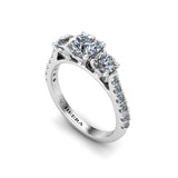 SPRING - Round Brilliant Trilogy Engagement Ring in Platinum - HEERA DIAMONDS