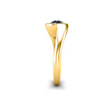 CAMILLE - Round Rub Over Crossover Solitaire Engagement Ring in Yellow Gold - HEERA DIAMONDS