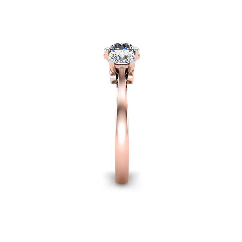 PINE - Round Brilliant Trilogy Diamond Engagement Ring in Rose Gold - HEERA DIAMONDS