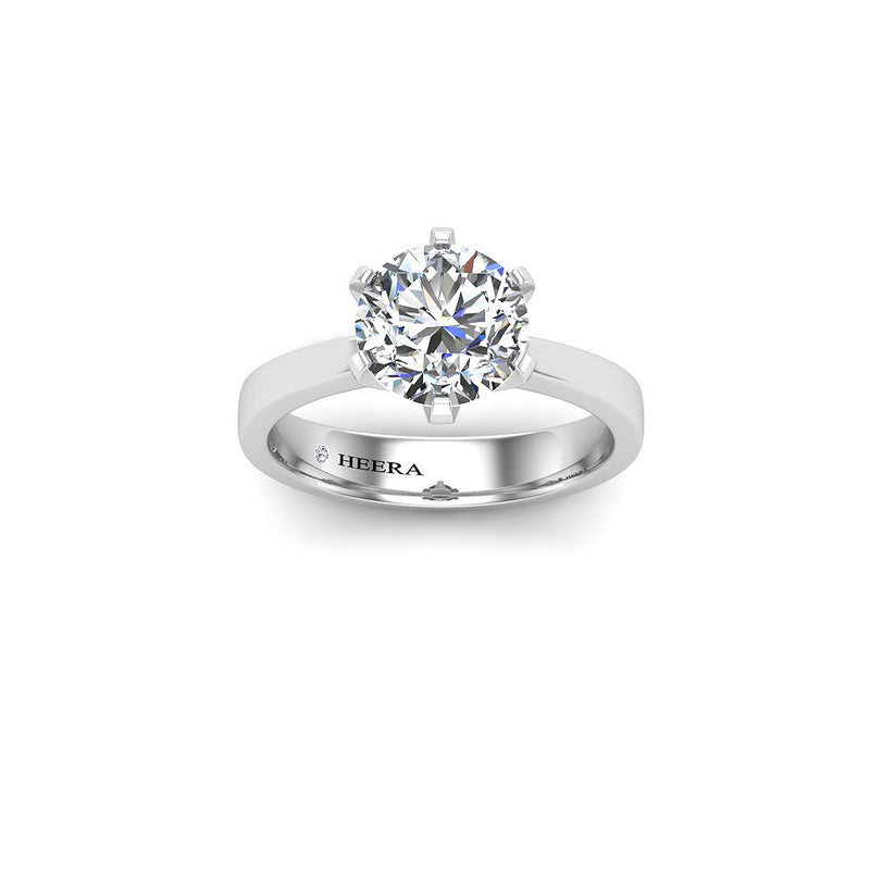 JAIA - Round Brilliant Solitaire Engagement Ring in Platinum - HEERA DIAMONDS