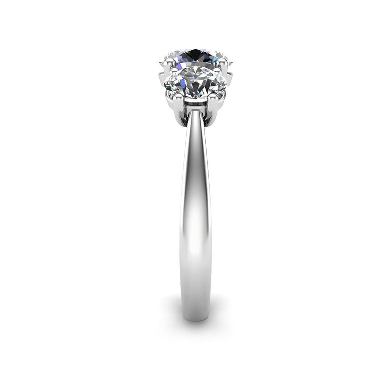 GREEN - Round Brilliant Trilogy Ring in Platinum - HEERA DIAMONDS