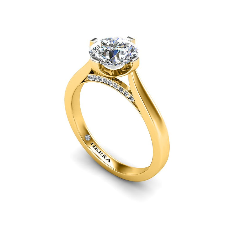 PETRA - Round Brilliant Solitaire Engagement Ring in Yellow Gold - HEERA DIAMONDS