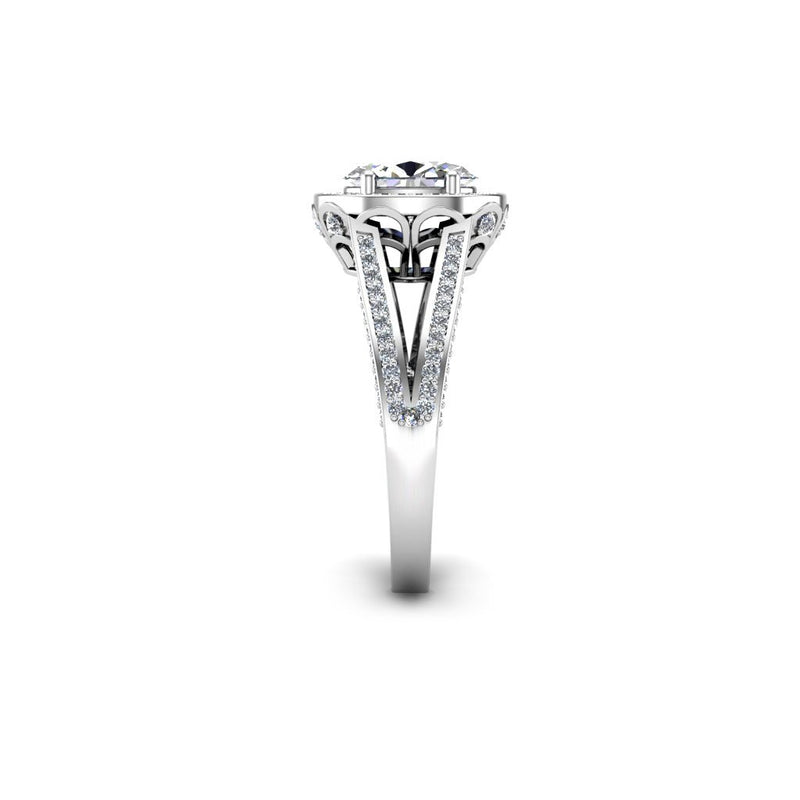 LUCIA - Oval Cut Halo Engagement Ring in Platinum - HEERA DIAMONDS
