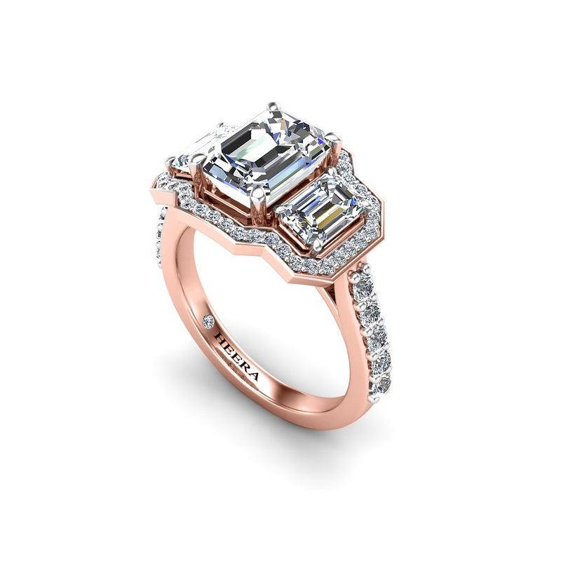 PERIWINKLE - The Emerald Trilogy Engagement Ring in 18ct Rose Gold - HEERA DIAMONDS