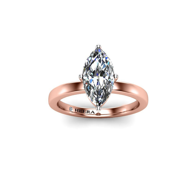 NINA - Marquise Cut Solitaire Engagement Ring in Rose Gold - HEERA DIAMONDS