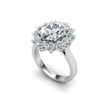 FLORENCIA - Oval Cut Engagement Ring with Flower Halo in Platinum - HEERA DIAMONDS