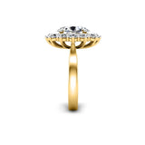 FLORENCIA - Oval Cut Engagement Ring with Flower Halo in Yellow Gold - HEERA DIAMONDS
