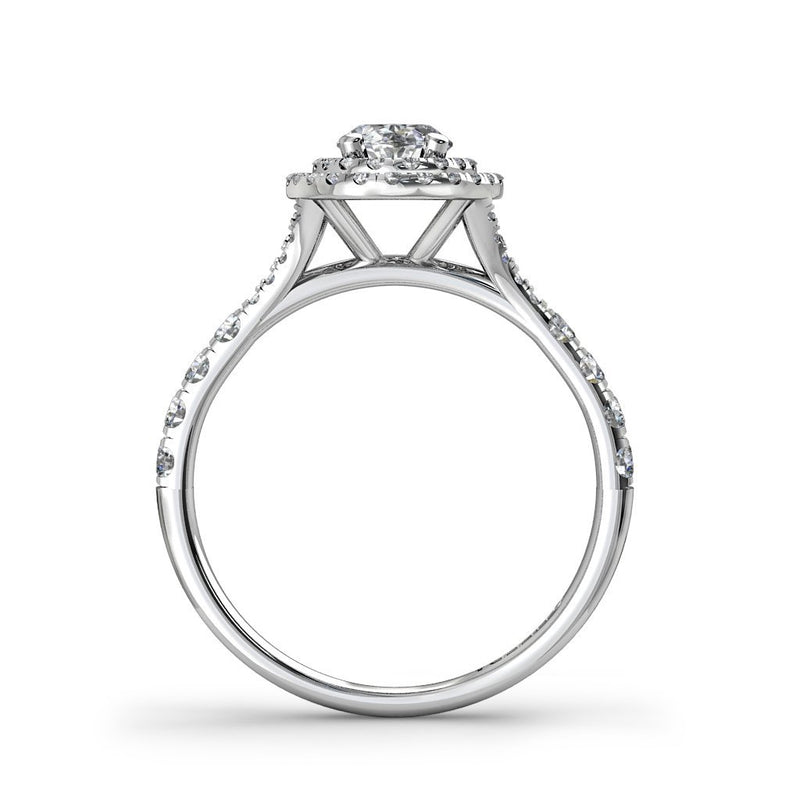 CAROLINA - Oval Cut Halo Engagement Ring with Split Shoulders in Platinum - HEERA DIAMONDS