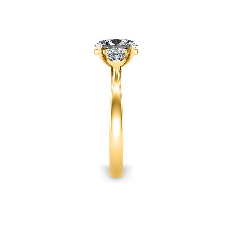 CARMINE - Oval Cut Trilogy Engagement Ring in 18ct Yellow Gold - HEERA DIAMONDS