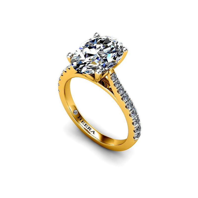 LOURDES - Oval Cut Solitaire Engagement Ring in Yellow Gold - HEERA DIAMONDS