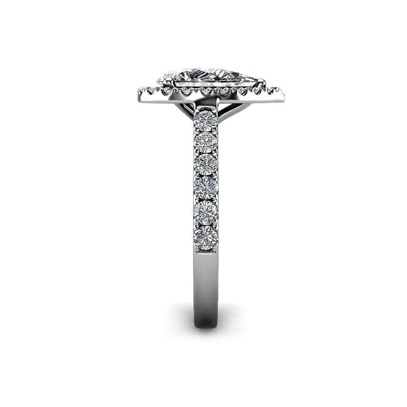 ELIZABETH - Pear Cut Halo Engagement Ring in Platinum - HEERA DIAMONDS