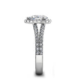Lavina Pear Cut Halo Engagement Ring with Split Shoulders in Platinum - HEERA DIAMONDS