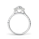 JOCELYNE - Pear Cut Double Halo Engagement Ring with Split Shoulders in Platinum - HEERA DIAMONDS