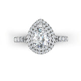 JOCELYNE - Pear Cut Double Halo Engagement Ring with Split Shoulders in Platinum - HEERA DIAMONDS