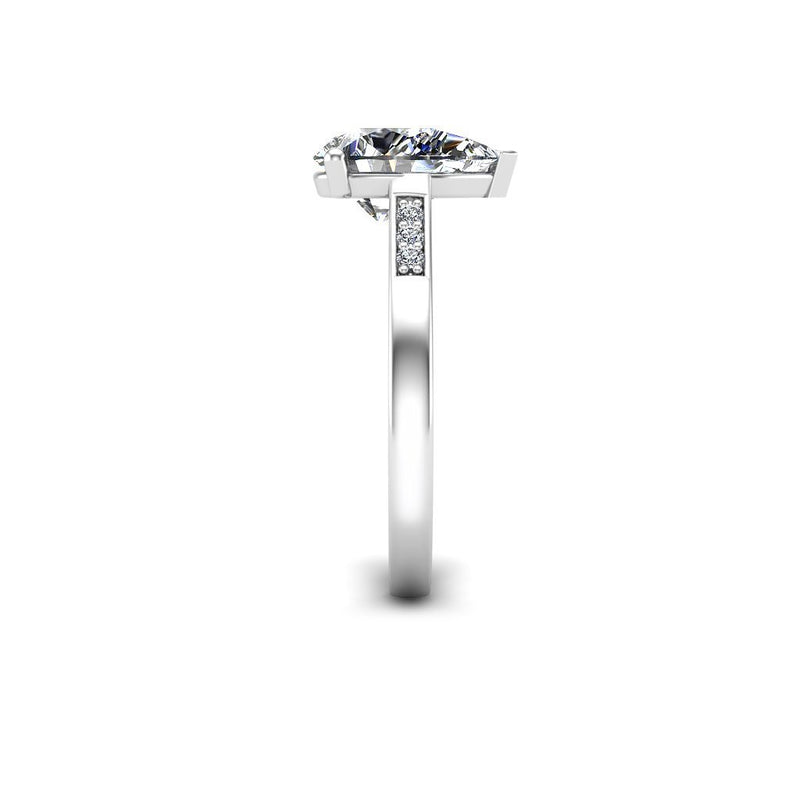 MONICA - Pear Shape Engagement Ring with Diamond Shoulders in Platinum - HEERA DIAMONDS