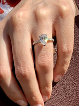 ROSA - Pear Cut Engagement Ring with Diamond Shoulders in Platinum - HEERA DIAMONDS