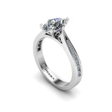 CLARIS - Pear Shape Engagement Ring with Diamond Shoulders in Platinum - HEERA DIAMONDS
