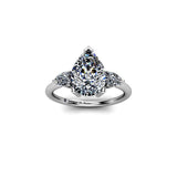 OCEAN - Pear Shape Trilogy Engagement Ring in Platinum - HEERA DIAMONDS