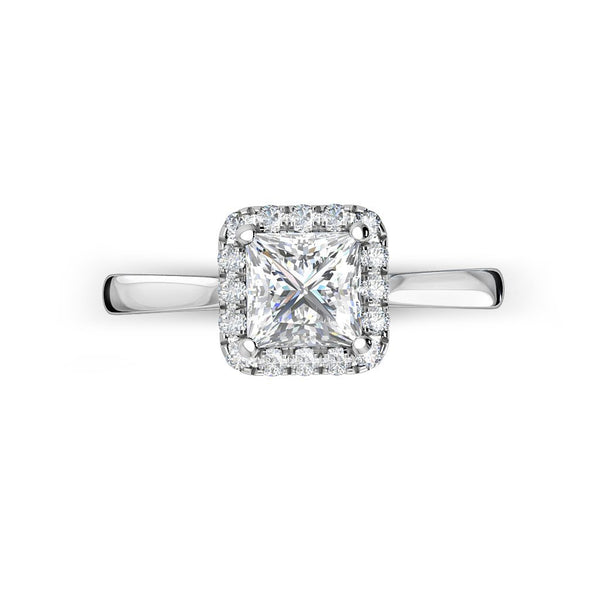 RUE - Princess Cut Halo Engagement Ring in Platinum - HEERA DIAMONDS