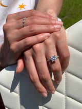 MARIONA - Princess Cut Engagement Ring with Grain Setting Diamond Shoulders in Platinum - HEERA DIAMONDS