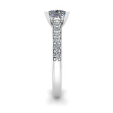 MARIONA - Princess Cut Engagement Ring with Grain Setting Diamond Shoulders in Platinum - HEERA DIAMONDS
