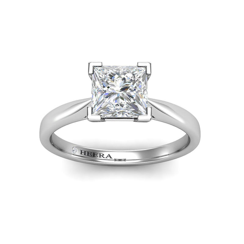 MERCEDES - Princess Cut Solitaire Engagement Ring in Platinum - HEERA DIAMONDS