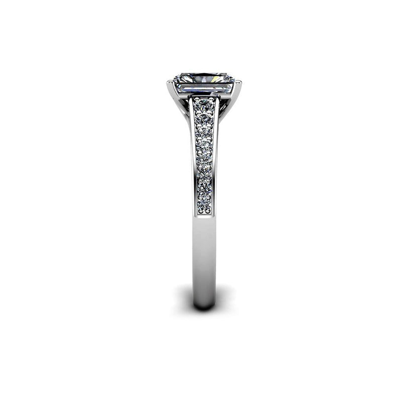 SIERRA - Radiant Cut Engagement Ring with Diamond Shoulders in Platinum - HEERA DIAMONDS