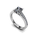SIERRA - Radiant Cut Engagement Ring with Diamond Shoulders in Platinum - HEERA DIAMONDS