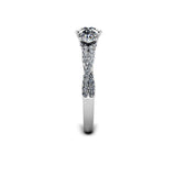 JUNGLE - Round Brilliant Art Deco Trilogy Engagement Ring in Platinum - HEERA DIAMONDS