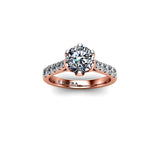 LEIRE - Round Brilliant Engagement Ring with Diamond Shoulders in Rose Gold - HEERA DIAMONDS