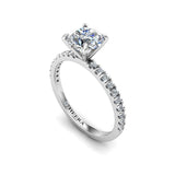 NEVAEH - Round Brilliant Engagement Ring with Diamond Shoulders in Platinum - HEERA DIAMONDS