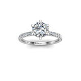 ZOE - Round Brilliant Engagement Ring with Fine Diamond Shoulders in Platinum - HEERA DIAMONDS