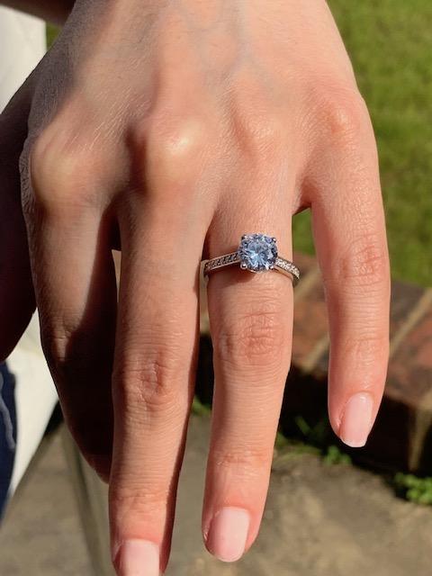NABILA - Round Brilliant Engagement Ring with Grain Setting Diamond Shoulders in Platinum - HEERA DIAMONDS