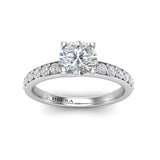 NABILA - Round Brilliant Engagement Ring with Grain Setting Diamond Shoulders in Platinum - HEERA DIAMONDS