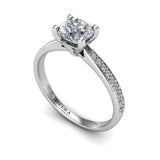 ELEANOR - Round Brilliant Engagement Ring with Grain Setting Diamond Shoulders in Platinum - HEERA DIAMONDS