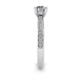ELEANOR - Round Brilliant Engagement Ring with Grain Setting Diamond Shoulders in Platinum - HEERA DIAMONDS