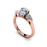 PASSION - Oval and Pears Trilogy Engagement Ring in Rose Gold - HEERA DIAMONDS