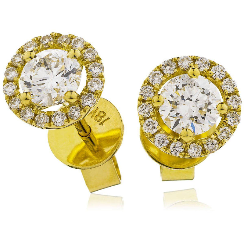 YELLOW GOLD HALO DIAMOND EARRING - HEERA DIAMONDS